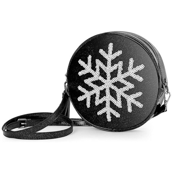 Tipsy Elves Purses - Small Crossbody Hand Bags for Women, Black Snowflake - Picture 1 of 3